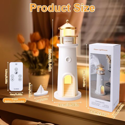 TECHEL SKE_Lighthouse Lamp, Moon Projection LED Light RR67 Table Lamp (8 cm, Multicolor) - Image 7