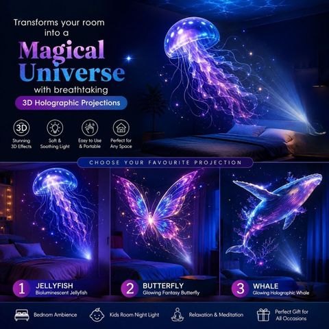 GRANTHI ENTERPRISE 6 Theme Ocean Whale Galaxy Projector Night Lamp for Bedroom Kids Room Home Decor Night Lamp (23 cm, Multicolor) - Image 4