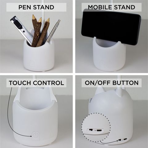 WEIRD WOLF 3 Colour Mode Rechargeable, Flexible Gooseneck LED Study/Desk Table Lamp (35 cm, White) - Image 6