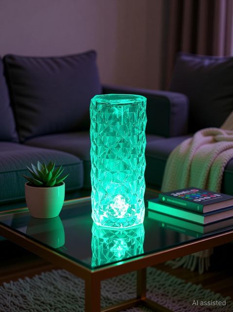 JAMBU Crystal Diamond Table Lamp 16 Color Changing LED Lights Night Lamp (22 cm, Multicolor) - Image 6