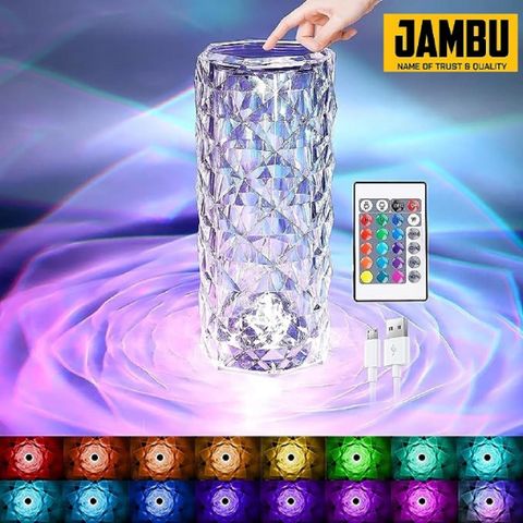 JAMBU Crystal Diamond Table Lamp 16 Color Changing LED Lights Night Lamp (22 cm, Multicolor) - Image 4