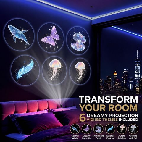 GRANTHI ENTERPRISE 6 Theme Ocean Whale Galaxy Projector Night Lamp for Bedroom Kids Room Home Decor Night Lamp (23 cm, Multicolor) - Image 3