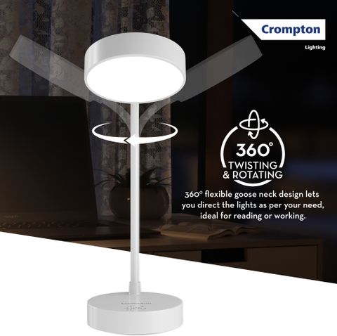 Crompton Deskmate Table Lamp (22.6 cm, White) - Image 8