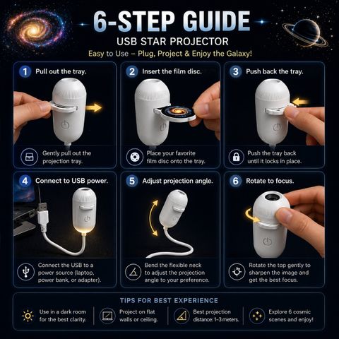 Haliyad Willa Galaxy Star Projector with 6 Interchangeable Slides for Bedroom & Kids Night Lamp (12 cm, Multicolor) - Image 6
