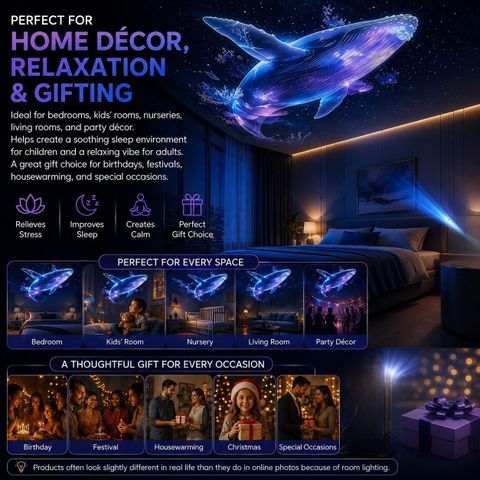 GRANTHI ENTERPRISE 6 Theme Ocean Whale Galaxy Projector Night Lamp for Bedroom Kids Room Home Decor Night Lamp (23 cm, Multicolor) - Image 6