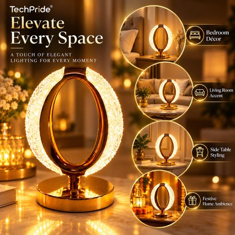 TechPride Crystal Oval LED Table Lamp, 25 cm, Warm White - Image 5