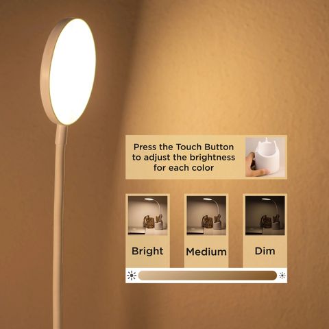 WEIRD WOLF 3 Colour Mode Rechargeable, Flexible Gooseneck LED Study/Desk Table Lamp (35 cm, White) - Image 4