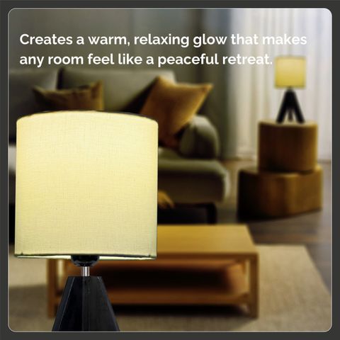 LUZLANE Tripod Space Saving Modern Decorative Bedside Cute Lamp with Beige Linen Shade Table Lamp (36.3 cm, beach, Black) - Image 8