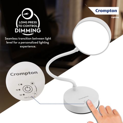 Crompton Deskmate Table Lamp (22.6 cm, White) - Image 7