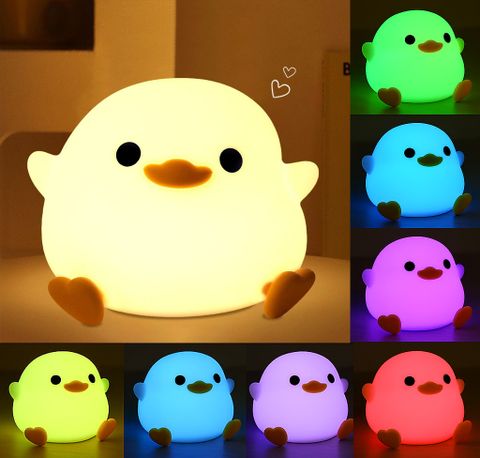 VIBEVINE Dodo Duck Night Light Soft Silicone LED Lamp USB Charging 7 Color Touch Control Night Lamp (10 cm, Yellow) - Image 3
