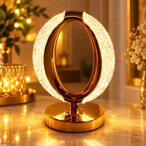 TechPride Crystal Oval LED Table Lamp, 25 cm, Warm White - Image 3