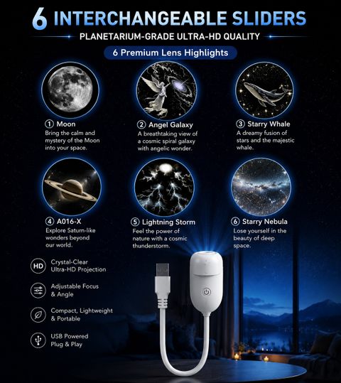 Haliyad Willa Galaxy Star Projector with 6 Interchangeable Slides for Bedroom & Kids Night Lamp (12 cm, Multicolor) - Image 4