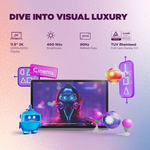 Lenovo Tab Plus 8 GB RAM 128 GB ROM 11.5 inch with Wi-Fi Only MediaTek Helio G99 Tablet (Luna Grey) - Image 3