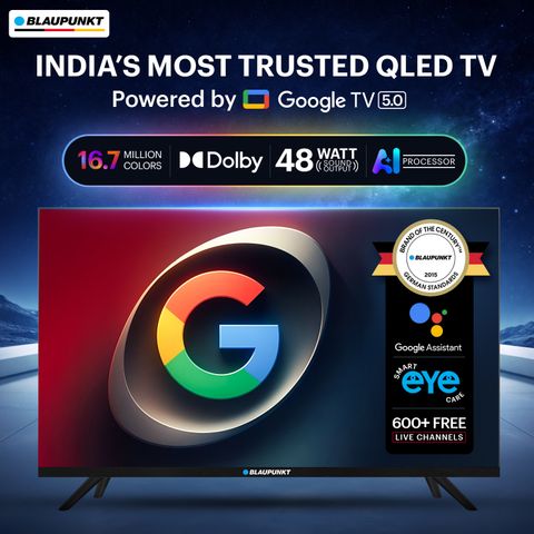 Blaupunkt 80 cm (32 inch) QLED HD Ready Smart Google TV 2026 Edition with Google Voice Assistant Remote Control 48 Watt Sound Output Dolby Sound Digital Tuner Eye Care Technology 10000+ Apps & Games Bezel Less Design Chromecast (32QC7020) - Image 6
