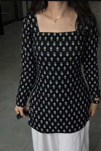Chhapainama fashion Printed Cotton Blend Straight Kurta for Women (Black, White) - Image 4
