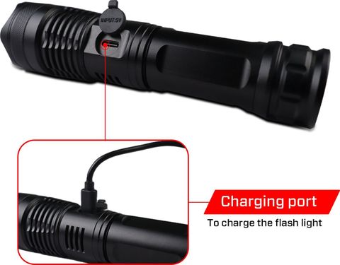 iBELL FL8360S Flashlight, 10W, Multiple Light Modes, Telescopic Zoom, Water Resistant Torch (Black, 16.5 cm, Rechargeable) - Image 7