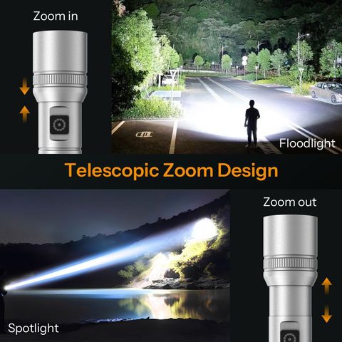 UN1QUE 1500mAh Super Bright LED Flashlight, 1000 Lumens, 6 Light Modes Torch (Silver, 14 cm, Rechargeable) - Image 6