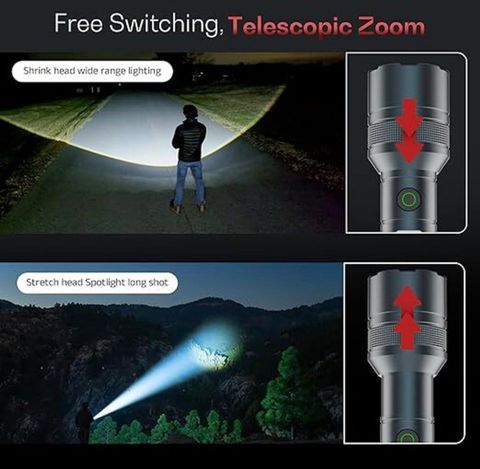 Oximus Rechargeable LED Flashlight High Bright 5 Modes, medium / low/ sos Modes Focus à¤à¥à¤°à¥à¤ (à¤à¤¾à¤²à¤¾ रिà¤à¤¾à¤°à¥à¤à¥à¤¬à¤²) - Image 6