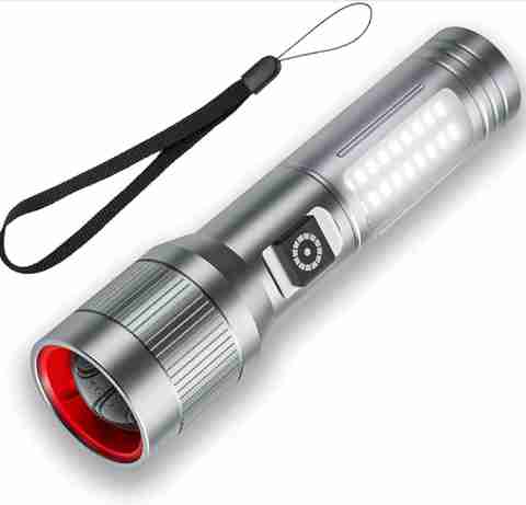 Oximus Rechargeable LED Flashlight High Bright 5 Modes, medium / low/ sos Modes Focus à¤à¥à¤°à¥à¤ (à¤à¤¾à¤²à¤¾ रिà¤à¤¾à¤°à¥à¤à¥à¤¬à¤²) - Image 3