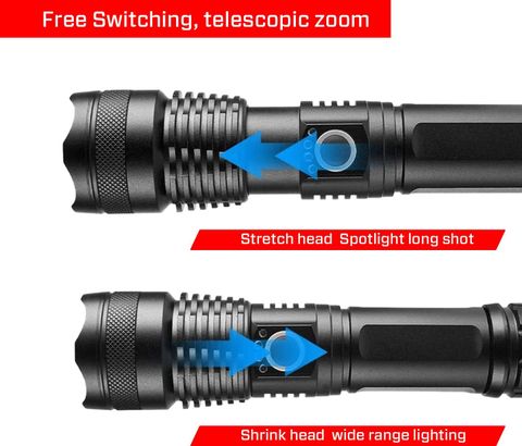 iBELL FL8360S Flashlight, 10W, Multiple Light Modes, Telescopic Zoom, Water Resistant Torch (Black, 16.5 cm, Rechargeable) - Image 8
