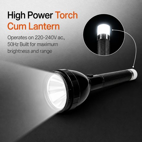HYMASA 9050 Multipurpose Rechargeable Torch for Travel & Emergency 8 hrs Torch Emergency Light (Black) - Image 5