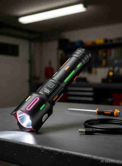COBA CB2405 USB Rechargeable Diving Flashlight Torch (Black, 10 cm) - Image 4