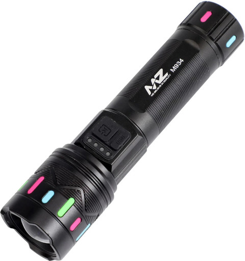 MZ M934 (RECHARGEABLE LED METAL TORCH) Zoomable 100W, 4 Modes