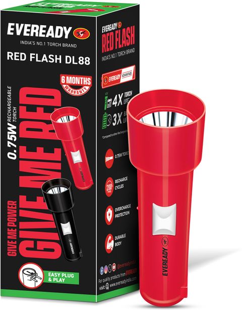 EVEREADY Red Flash DL 88 0.75W LED Torch Price in India - Buy