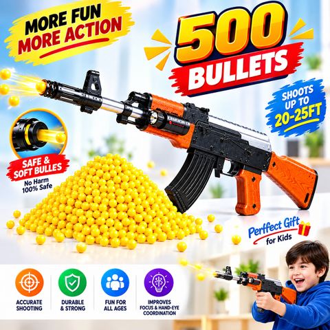 NHR AK47 Toy Gun with Laser Light, 500 Bullets - Image 6