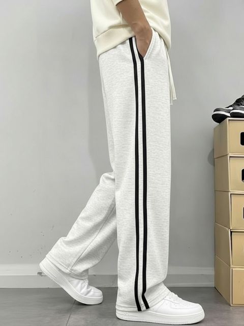 HURAINTA FASHION Men Striped Grey Track Pants - Image 8