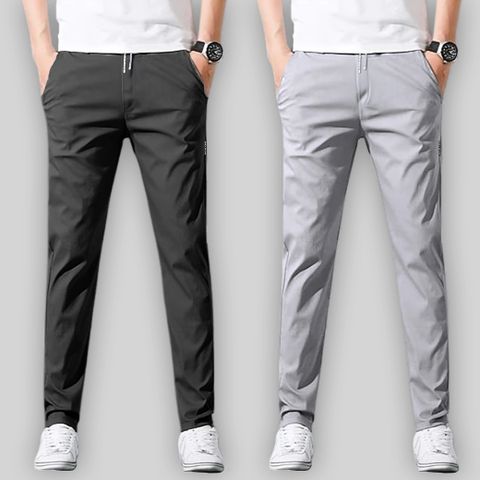 Joggers Park Pack of 2 Men Solid Black, Grey Track Pants - Image 7