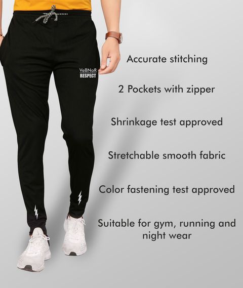 VeBNoR Men Solid Black Track Pants - Image 7