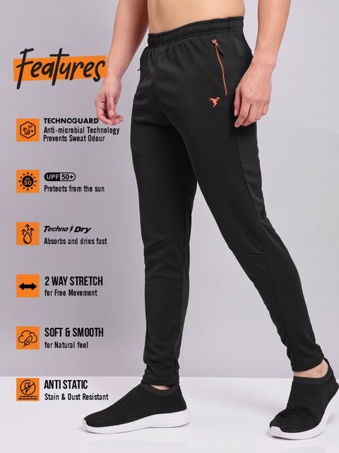TECHNOSPORT Men Solid Black Track Pants - Image 7