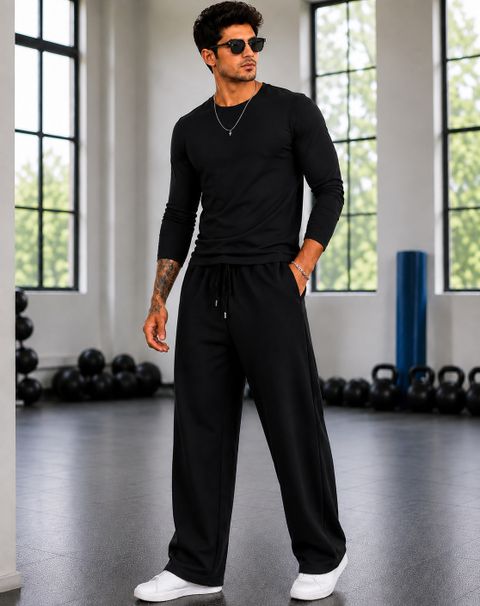 Yobdel Men Solid Black Track Pants - Image 8