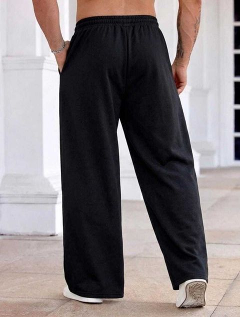 KILIYAM Men Solid Black Track Pants - Image 6