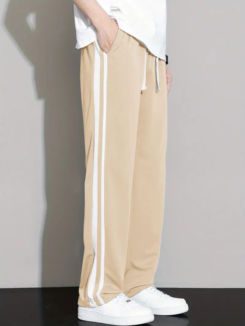 JexPuti Men Striped Beige Track Pants - Image 6