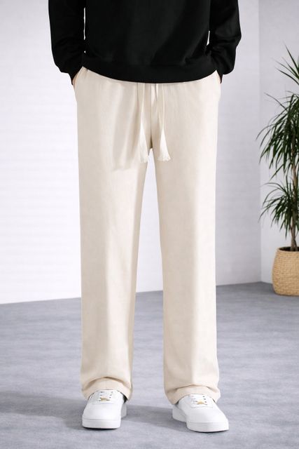 Adokedo Men Solid Beige Track Pants - Image 6
