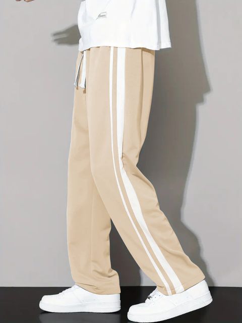 JexPuti Men Striped Beige Track Pants - Image 8
