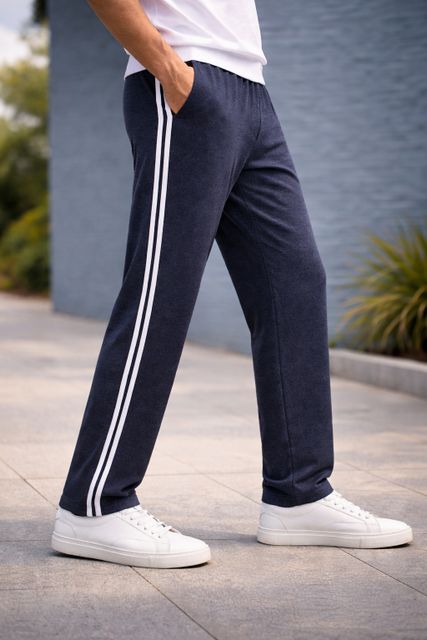 Diwazzo Pack of 2 Men Striped Light Blue, Grey Track Pants - Image 8
