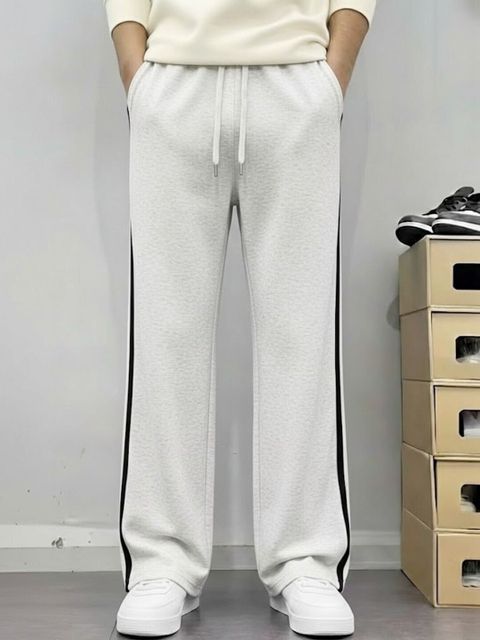 HURAINTA FASHION Men Striped Grey Track Pants - Image 6