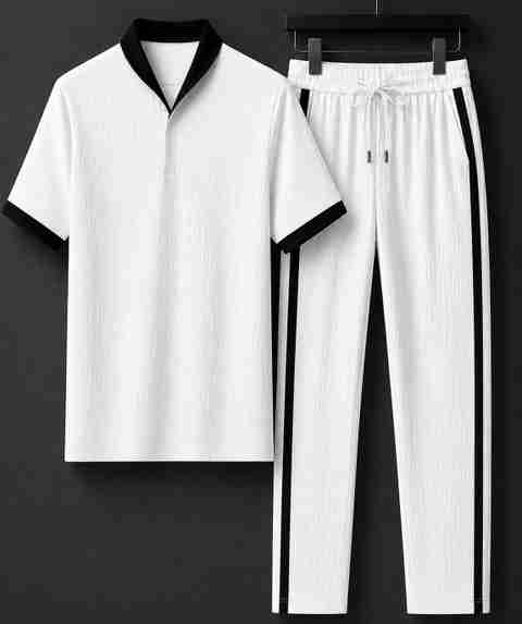 FableFit Men Top & Pyjama Set White Striped - Image 2