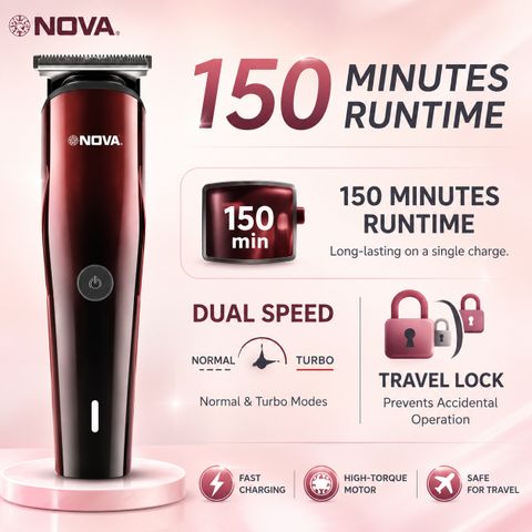 NOVA NHT 1132 Trimmer, 150 Min Runtime, 24 Length Settings, Black - Image 4