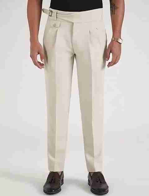 SKENJEL Men Regular Fit Cream Polyester Trousers - Image 5