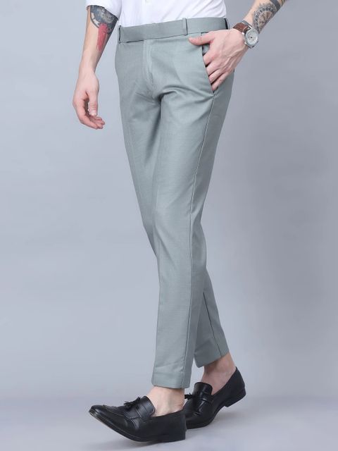 Tanip Men Regular Fit Light Green Cotton Blend Trousers - Image 5
