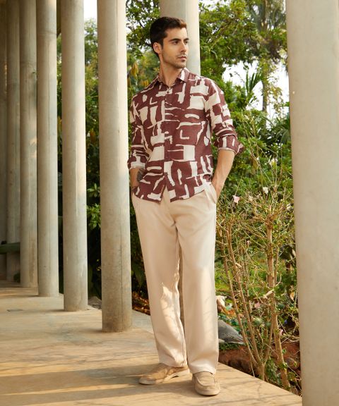 CAHOOT Men Regular Fit Beige Polycotton Trousers - Image 6