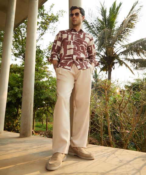 CAHOOT Men Regular Fit Beige Polycotton Trousers - Image 7
