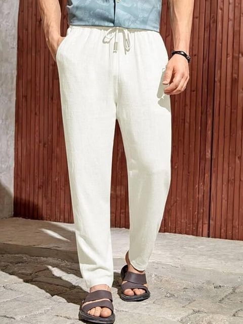 TAGDO Men Regular Fit White Cotton Blend Trousers - Image 8