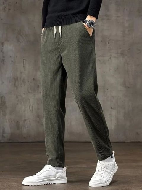 METRONAUT Men Green Lycra Blend Regular Fit Trousers - Image 6