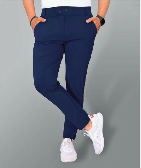DKB CREATIONS Men Regular Fit Lycra Blend Trousers (Pack of 2, Blue & - Image 7