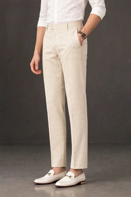 WEAROBICS Men Regular Fit Beige Cotton Blend Trousers - Image 7